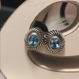 Sterling Silver Blue Topaz Earrings